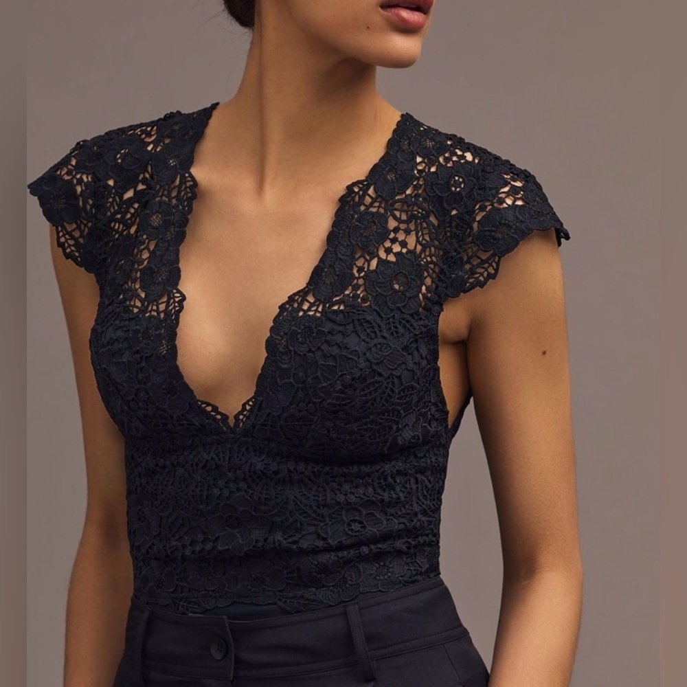 Anthropologie Black Lace Blouse